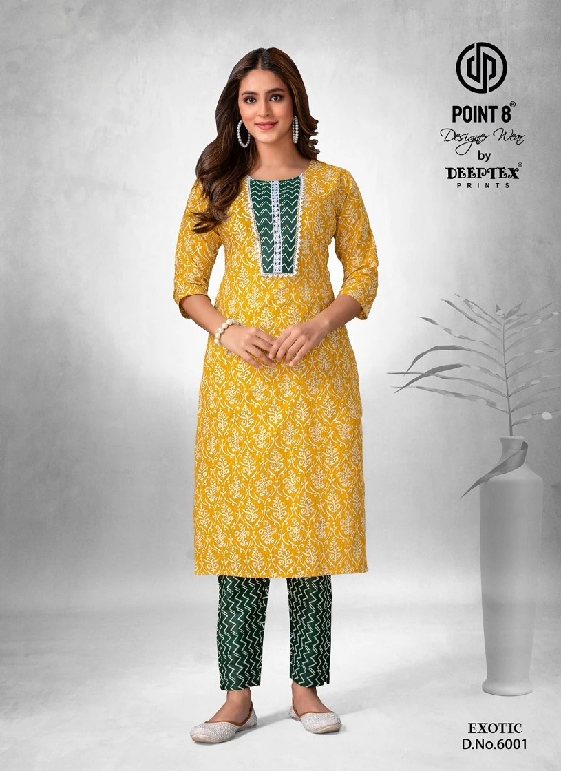 Deeptex Exotic Vol 6 Kantha Cotton Wholesale Kurti with Pant Catalog — Wholesale Kurtis, Deeptex wholesale from Surat — view 8